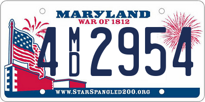 MD license plate 4MD2954