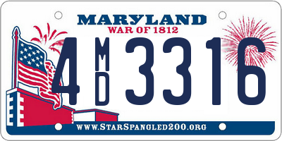 MD license plate 4MD3316