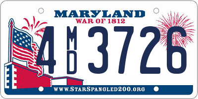 MD license plate 4MD3726