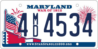 MD license plate 4MD4534