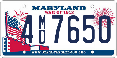 MD license plate 4MD7650