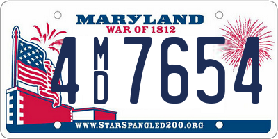 MD license plate 4MD7654