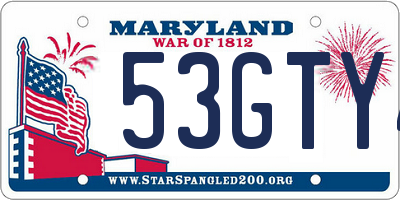 MD license plate 53GTY4