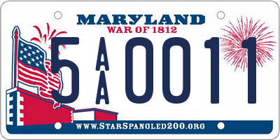 MD license plate 5AA0011