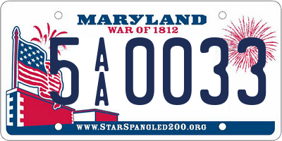 MD license plate 5AA0033