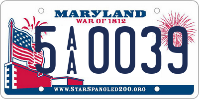 MD license plate 5AA0039
