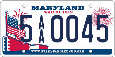 MD license plate 5AA0045