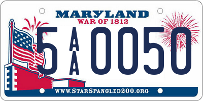 MD license plate 5AA0050