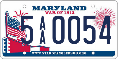 MD license plate 5AA0054