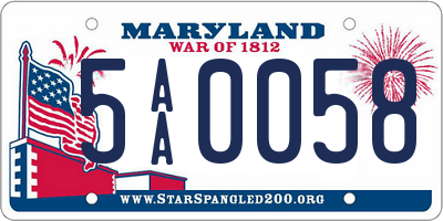 MD license plate 5AA0058