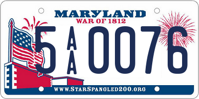 MD license plate 5AA0076