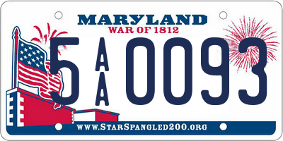 MD license plate 5AA0093