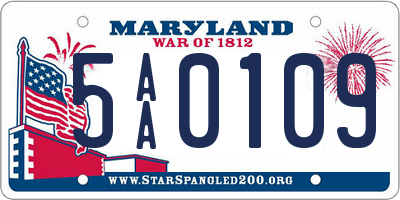 MD license plate 5AA0109