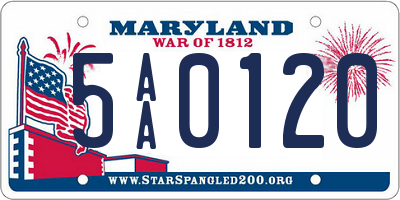 MD license plate 5AA0120