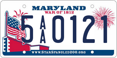 MD license plate 5AA0121