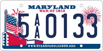 MD license plate 5AA0133