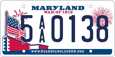 MD license plate 5AA0138