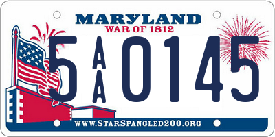 MD license plate 5AA0145