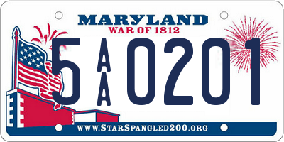 MD license plate 5AA0201