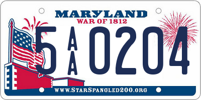 MD license plate 5AA0204
