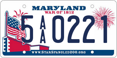 MD license plate 5AA0221