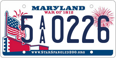 MD license plate 5AA0226