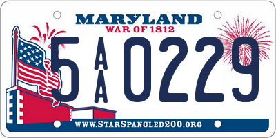 MD license plate 5AA0229