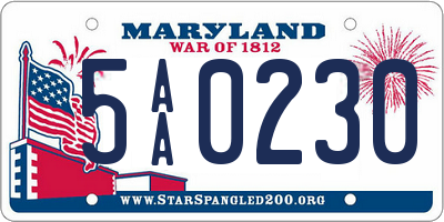 MD license plate 5AA0230