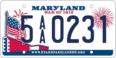 MD license plate 5AA0231