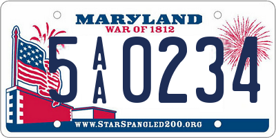 MD license plate 5AA0234