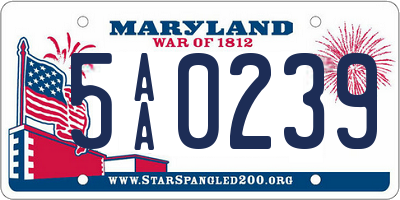 MD license plate 5AA0239