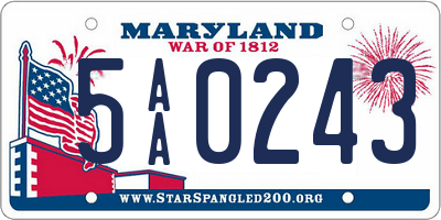 MD license plate 5AA0243