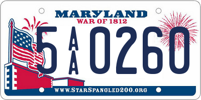 MD license plate 5AA0260