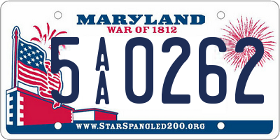 MD license plate 5AA0262