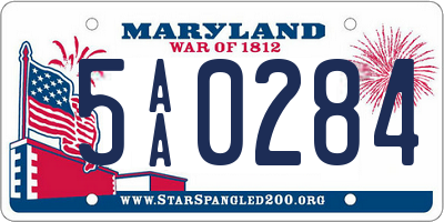 MD license plate 5AA0284