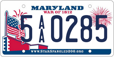 MD license plate 5AA0285
