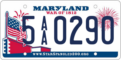 MD license plate 5AA0290