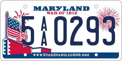 MD license plate 5AA0293