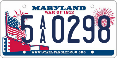 MD license plate 5AA0298