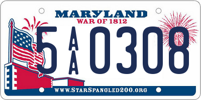 MD license plate 5AA0308