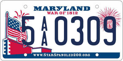MD license plate 5AA0309