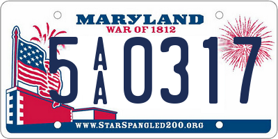 MD license plate 5AA0317