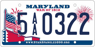 MD license plate 5AA0322