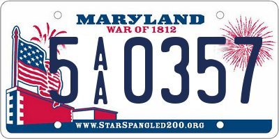 MD license plate 5AA0357