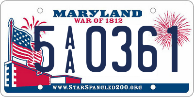 MD license plate 5AA0361
