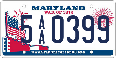 MD license plate 5AA0399