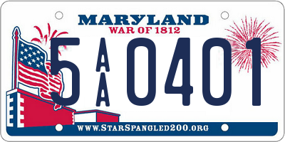 MD license plate 5AA0401