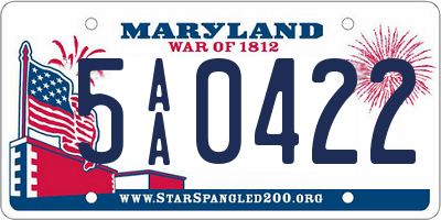 MD license plate 5AA0422
