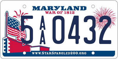MD license plate 5AA0432