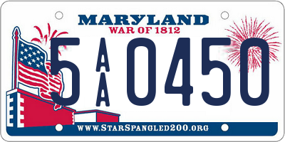 MD license plate 5AA0450